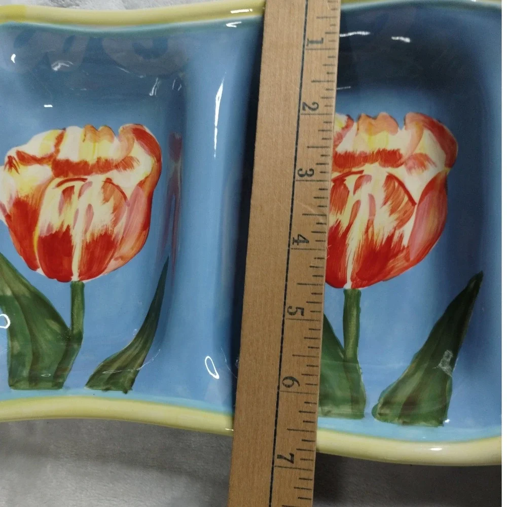 Certified International Tulip Serving Tray‎ 4 Section Pamela Gladding Dish